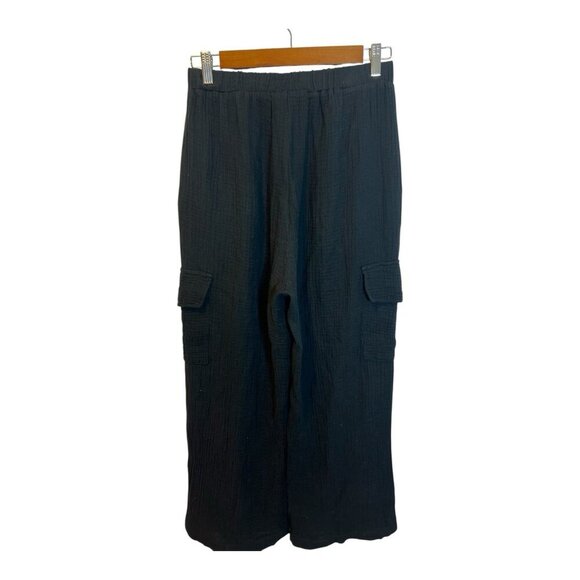 Eye Of The Needle Boutique Black Cargo Pants Medium 100% Cotton Made In Italy - Picture 4 of 6